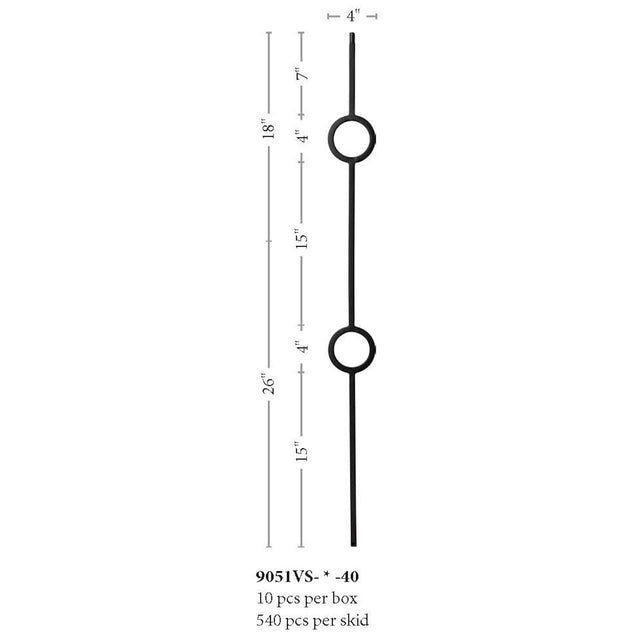 9051VS Double Ring Contemporary Baluster Satin Black