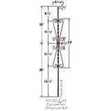 9055SS French Scroll Tubular Steel Baluster Dimensional Information