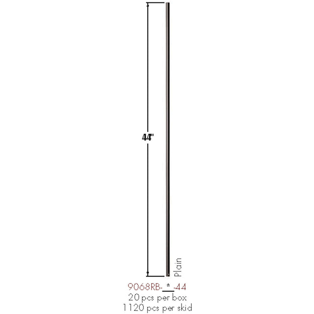 9068RB Straight Round Tube Dimensional Information