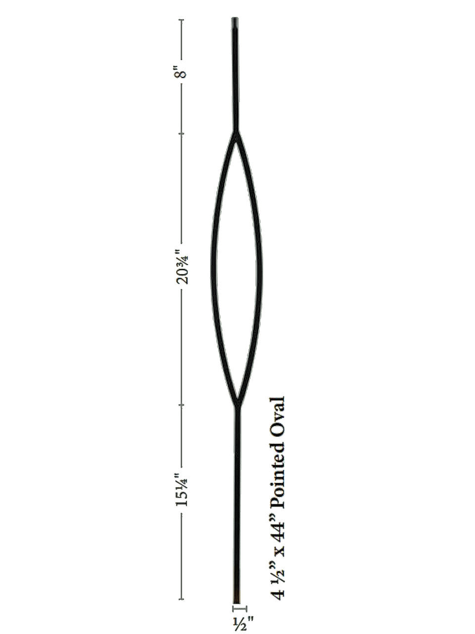 9093CS Pointed Oval Contemporary Baluster