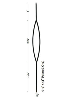 9093CS Pointed Oval Contemporary Baluster