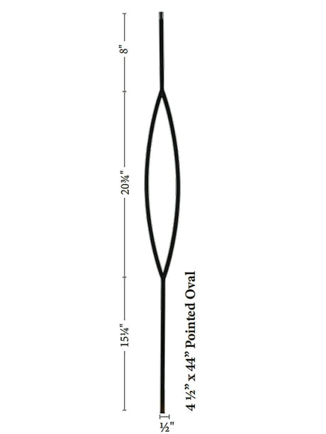 9093CS Pointed Oval Contemporary Baluster