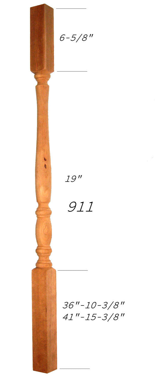 911 41" Bordeaux Classic square top Baluster Dimensional Information