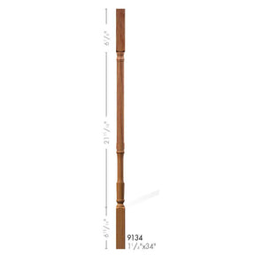 9134 34" Square Top Traditional Elegant Rise Baluster