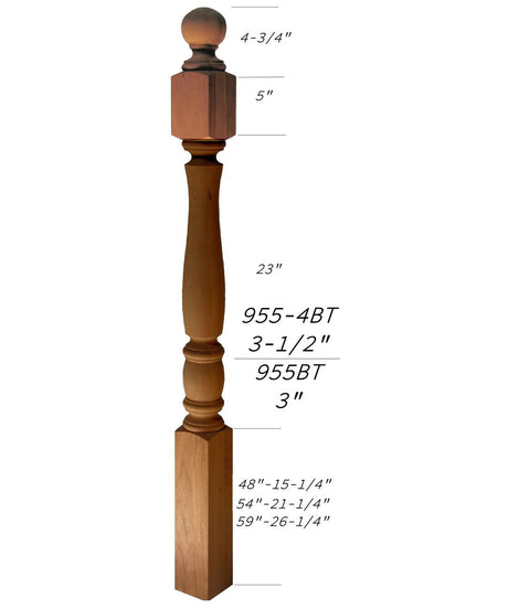 955-4BT-56 Ball Top Starting Bordeaux Newel Post