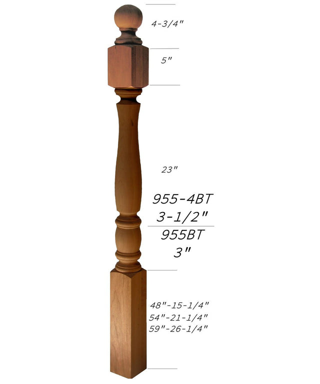 955-4BT-56 Ball Top Starting Bordeaux Newel Post