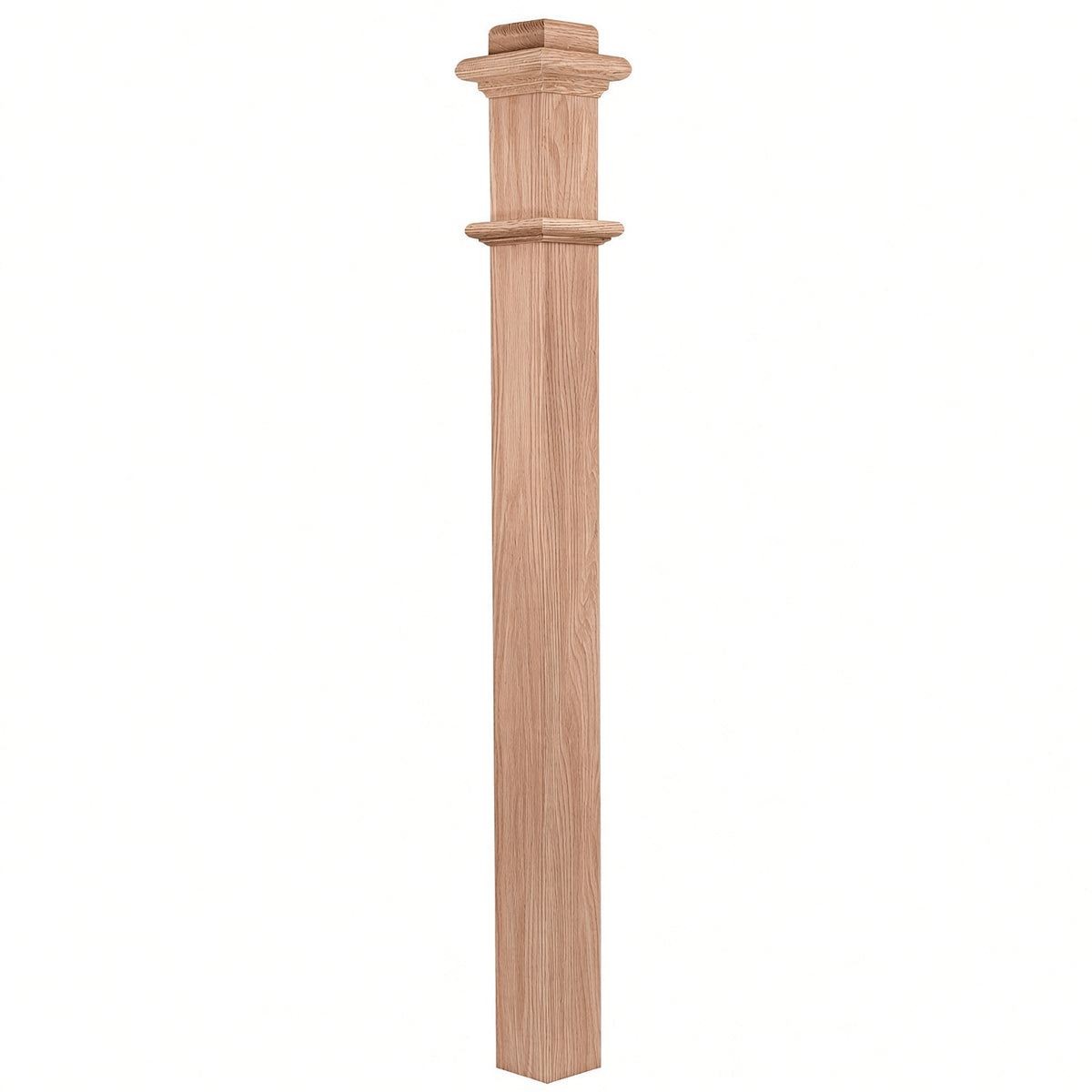 962 (48") or 963 (56") Solid Box Newel Post 3-1/2, Red Oak