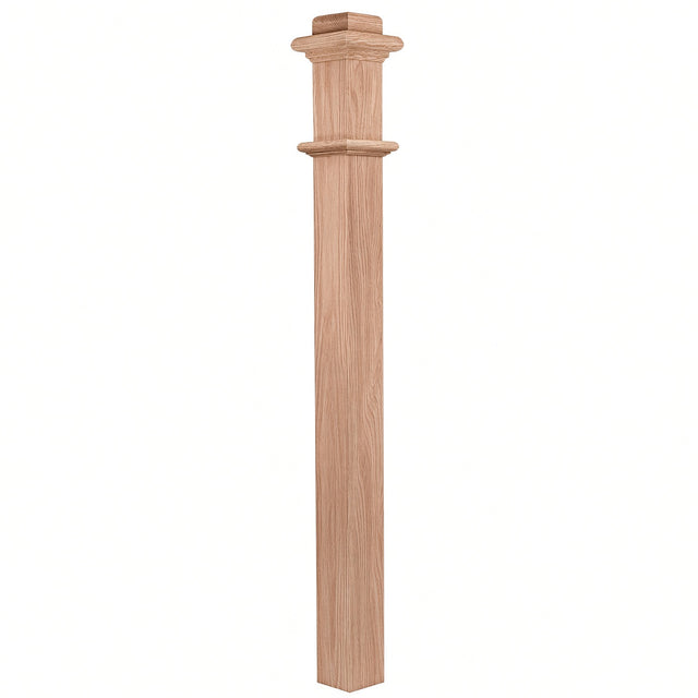 962 (48") or 963 (56") Solid Box Newel Post 3-1/2, Red Oak