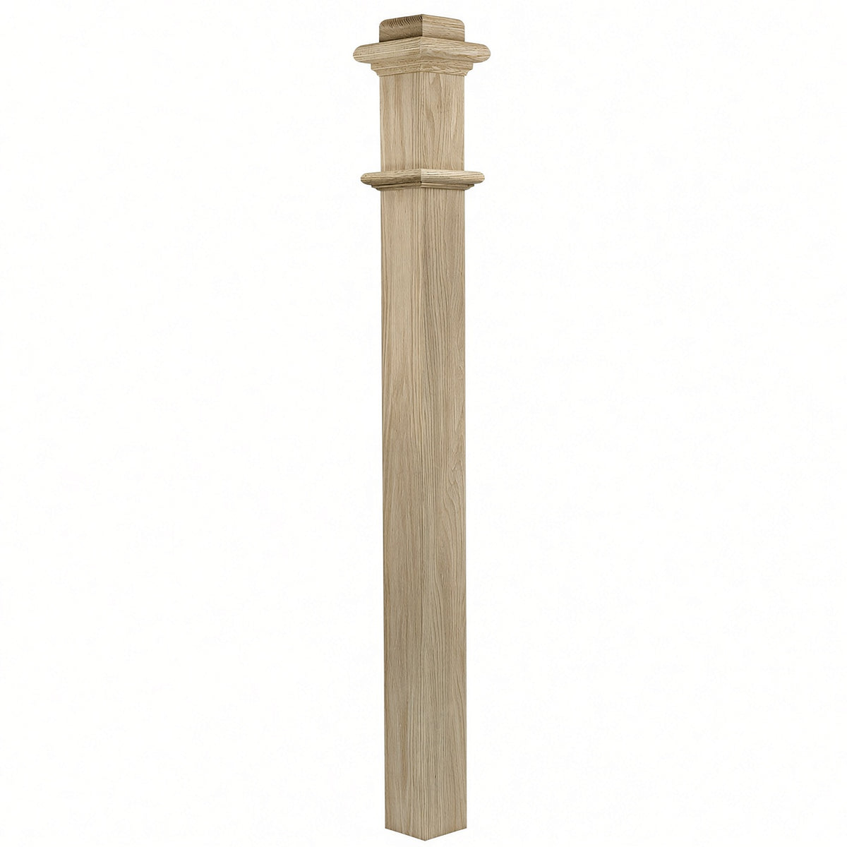 962 (48") or 963 (56") Solid Box Newel Post 3-1/2, White Oak
