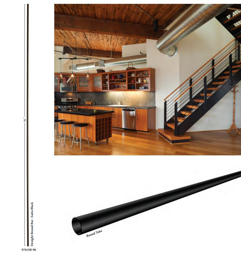9701 Straight Round Bar 5/8" x 96" Satin Black (3)