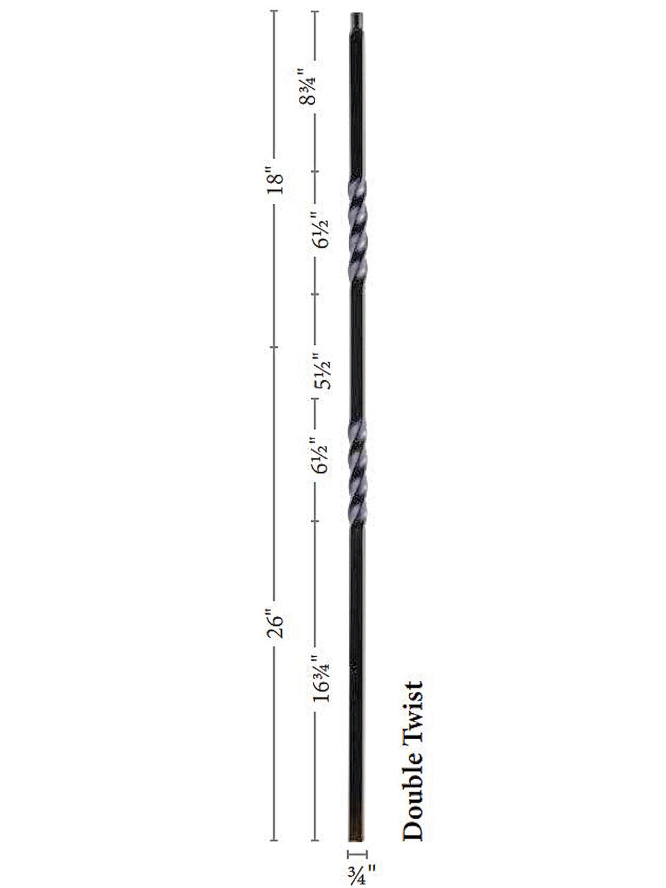 9902TB Mega Double Twist Tubular Steel Baluster