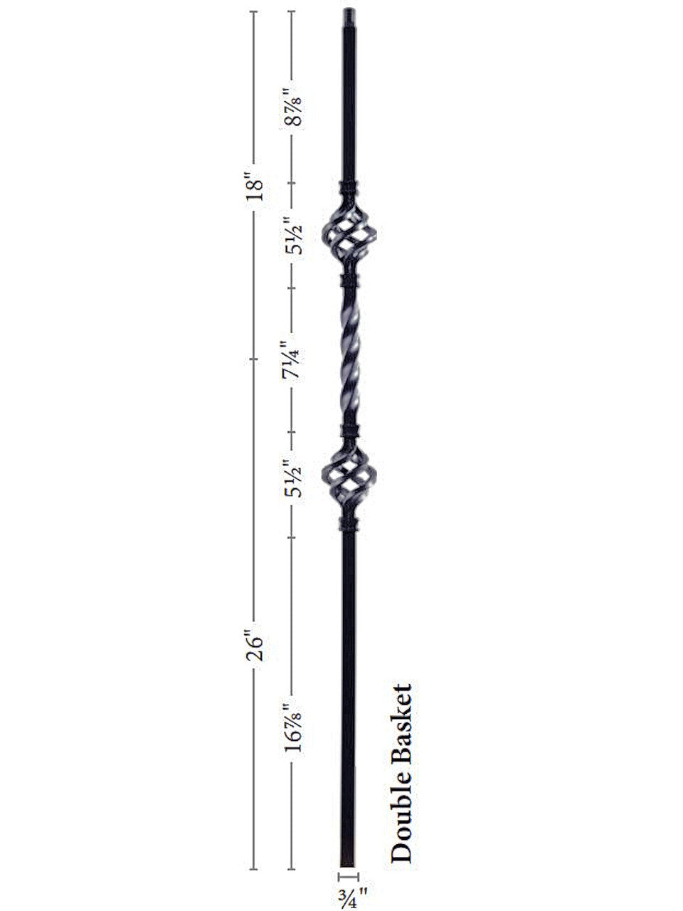 9904TB Mega Double Basket Tubular Steel Baluster