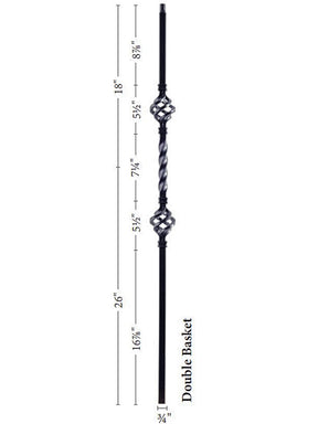 9904TB Mega Double Basket Tubular Steel Baluster
