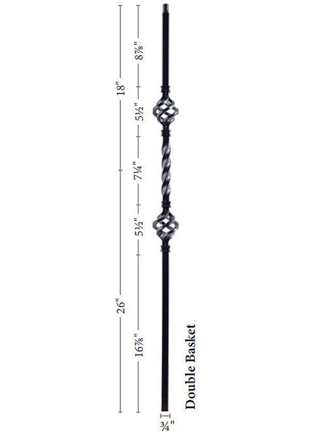 9904TB Mega Double Basket Tubular Steel Baluster