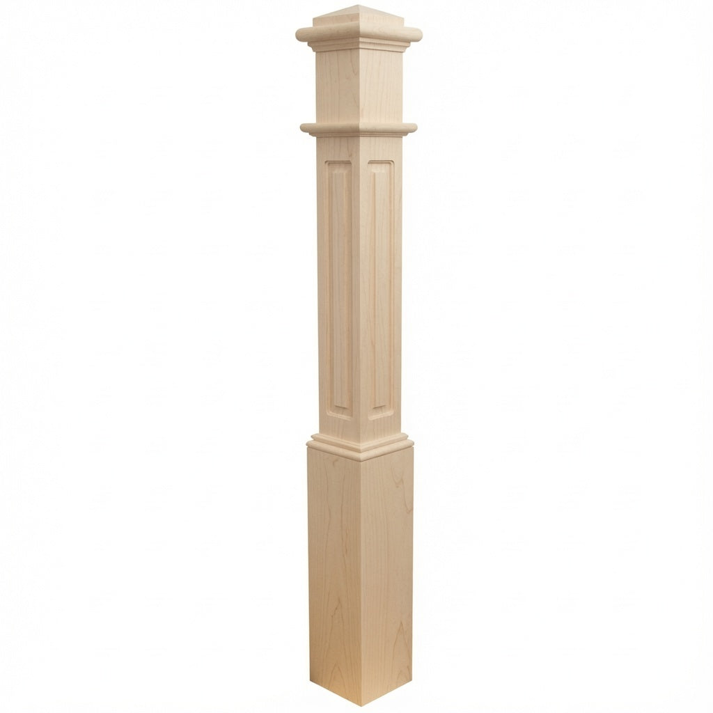 991RSP Raised Panel Box Newel Post - Hard Maple