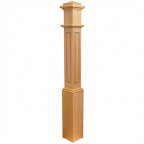 991RSP Raised Panel Box Newel Post - Red Oak