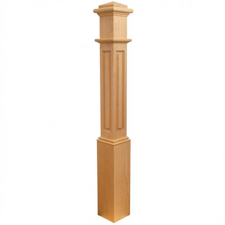 991RSP Raised Panel Box Newel Post - Red Oak