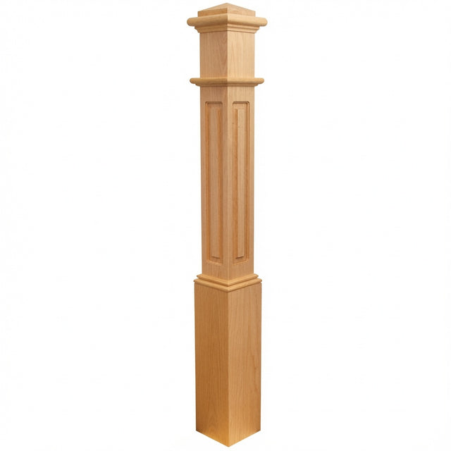 991RSP Raised Panel Box Newel Post - Red Oak