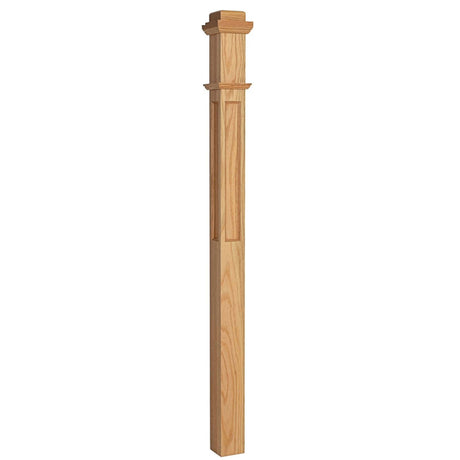 AFP-4075 Actual Flat Panel 3-1/2" Box Newel Post, Red Oak
