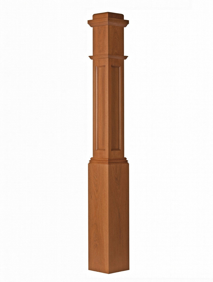 AFP-4091 Actual Flat Panel Box Newel Post, American Cherry