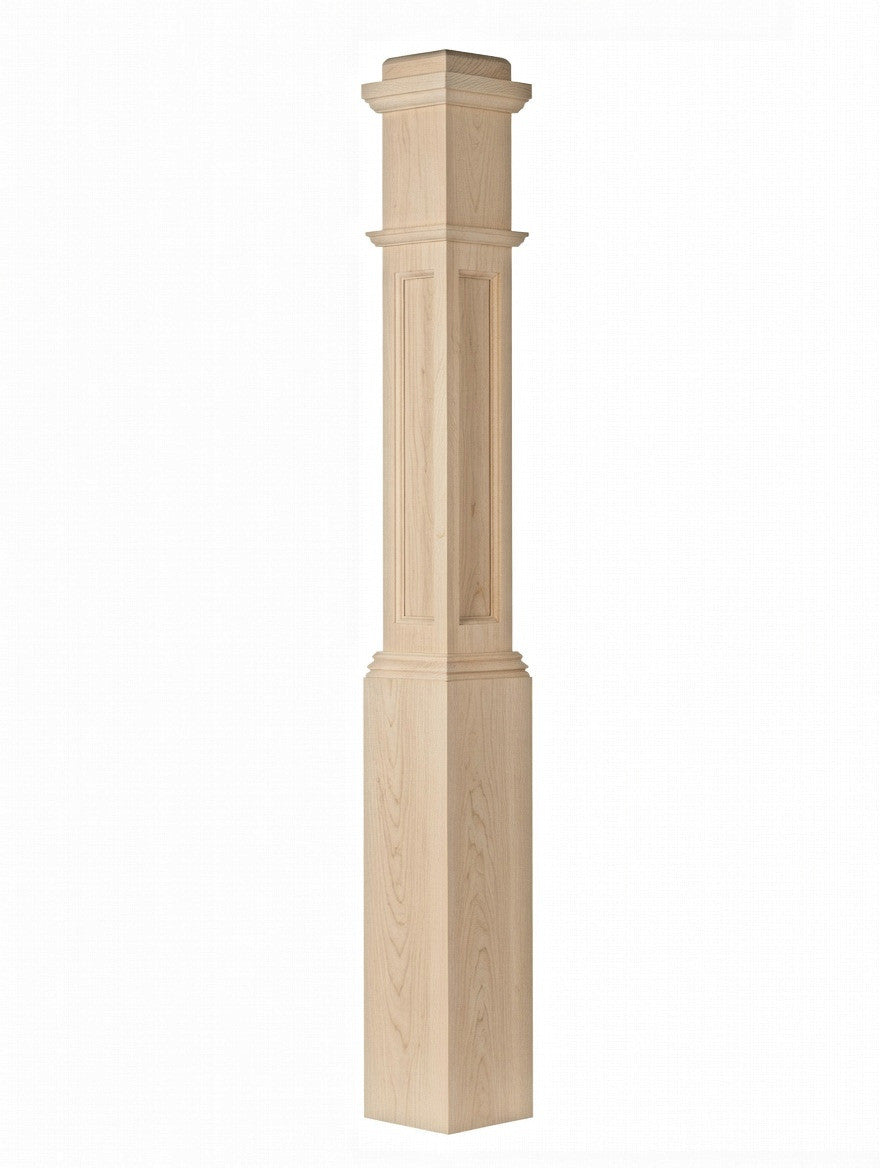 AFP-4091 Actual Flat Panel Box Newel Post, Hard Maple