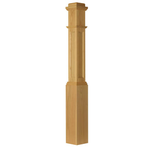 AFP-4091 Actual Flat Panel Box Newel Post, Red Oak