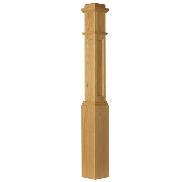 AFP-4091 Actual Flat Panel Box Newel Post, Red Oak