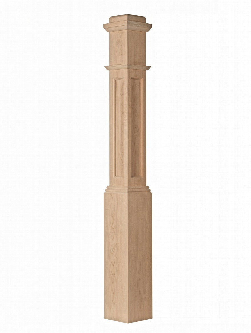 AFP-4091 Actual Flat Panel Box Newel Post, Soft Maple