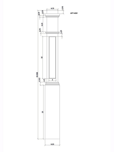 AFP-4092 Box Newel Post, CADD Image