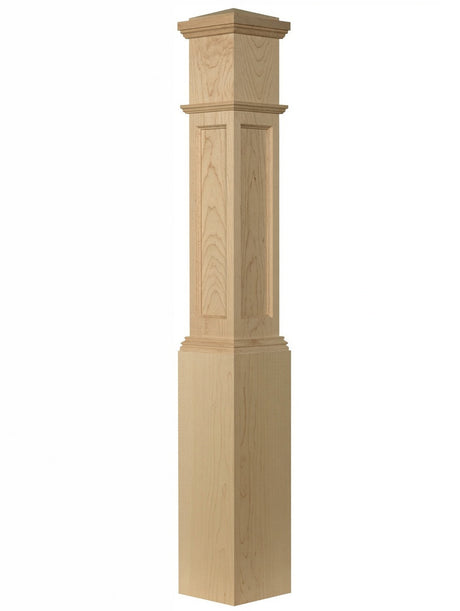 AFP-4092 Actual Flat Panel Large Box Newel Post, Soft Maple
