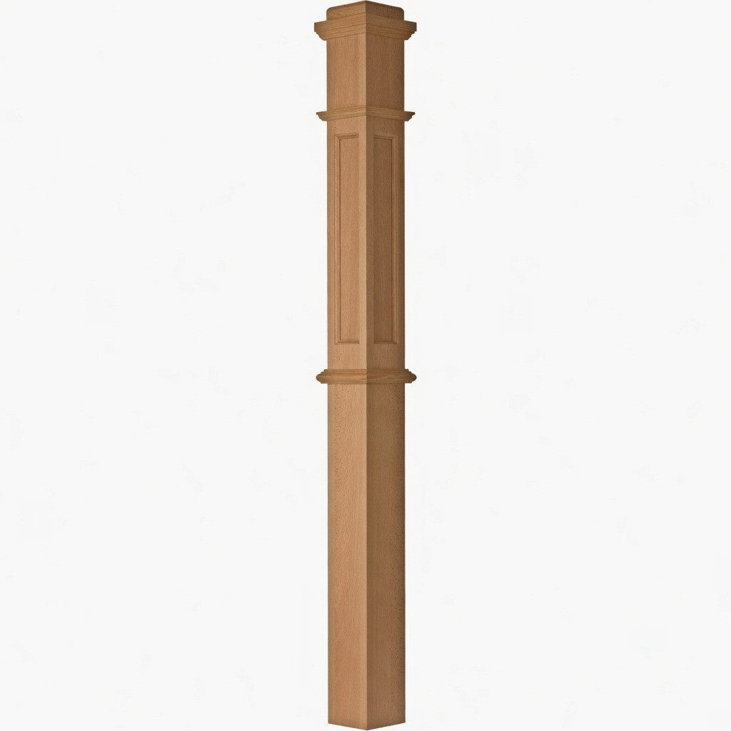 AFP-4375 Actual Flat Panel Box Newel Post, Beech