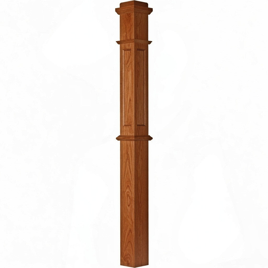 AFP-4375 Actual Flat Panel Box Newel Post, Cherry