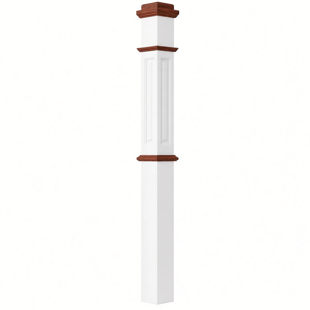 AFP-4375-PSST Actual Flat Panel 4-3/4" x 62" Box Newel Post, Primed with Special Species Trim