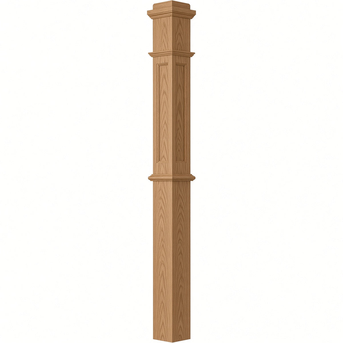 AFP-4375 Actual Flat Panel Box Newel Post, Red Oak