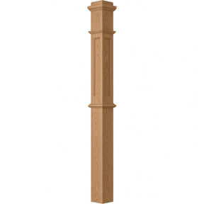 AFP-4375 Actual Flat Panel Box Newel Post, Red Oak