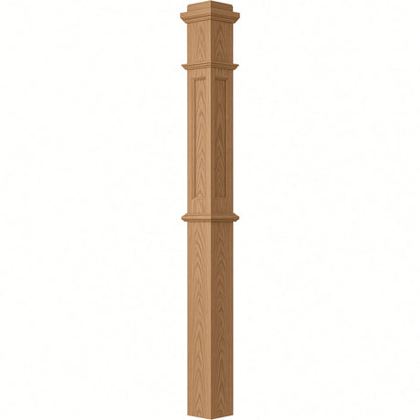 AFP-4375 Actual Flat Panel Box Newel Post, Red Oak