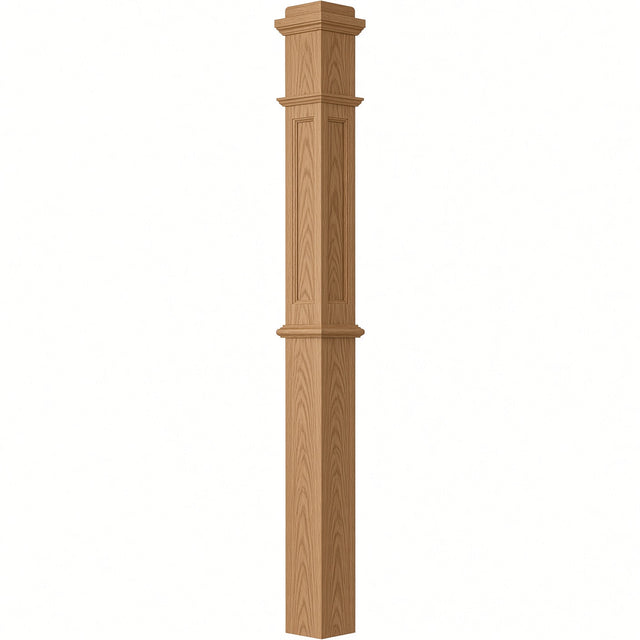 AFP-4375 Actual Flat Panel Box Newel Post, Red Oak