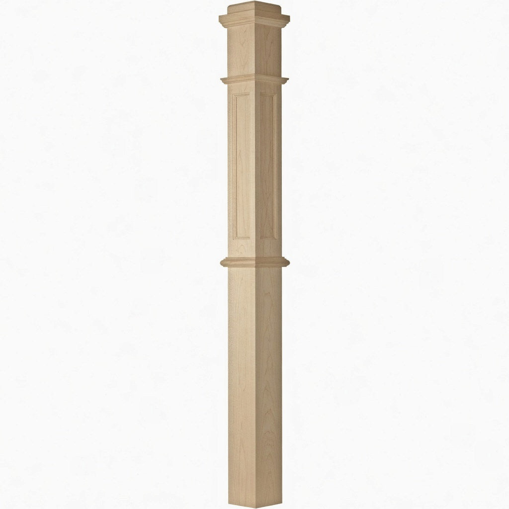 AFP-4375 Actual Flat Panel Box Newel Post, Soft Maple