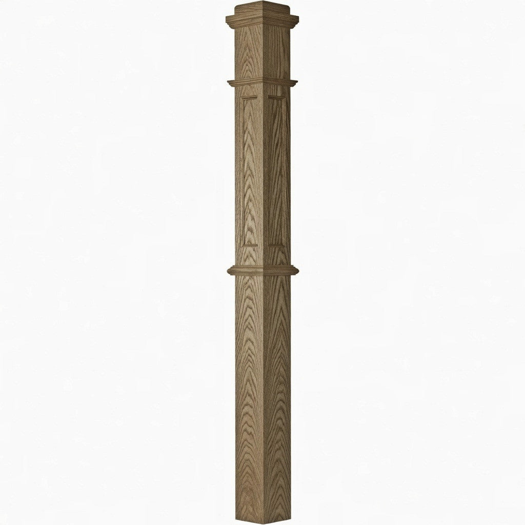 AFP-4375 Actual Flat Panel Box Newel Post, White Oak
