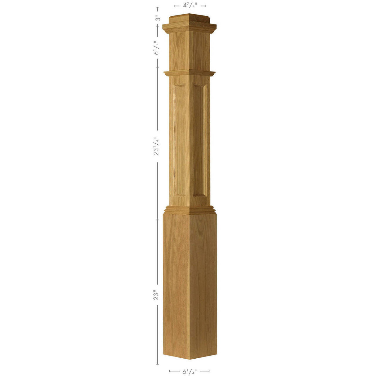 AFP-4091 Actual Flat Pox Newel Post Red Oak