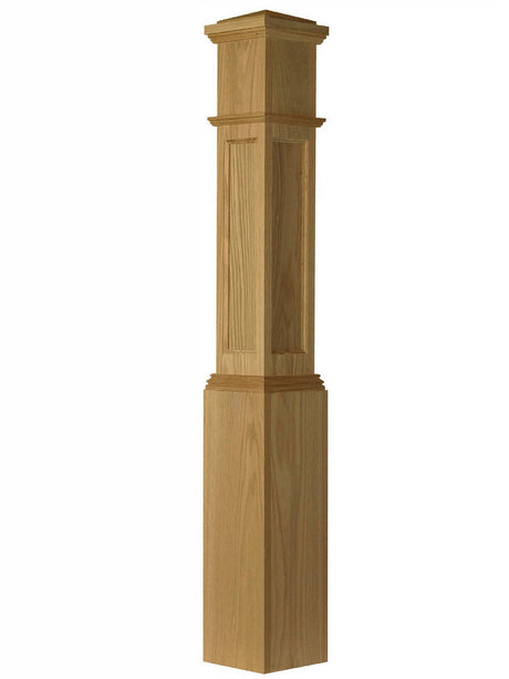 AFP-4092 Actual Flat Panel Large Box Newel Post, Red Oak