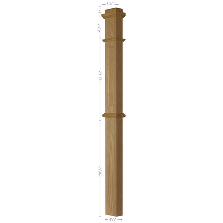 ARP-4375 Actual Raised Panel HALF Box Newel Post