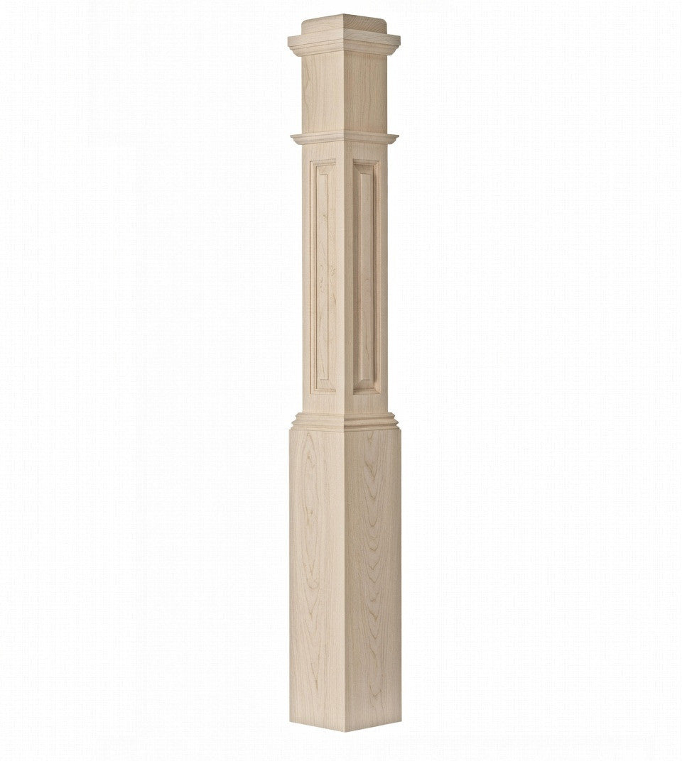 ARP-4091 Actual Raised Panel Box Newel Post, Hard Maple