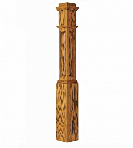 ARP-4091 Actual Raised Panel Box Newel Post, Hickory