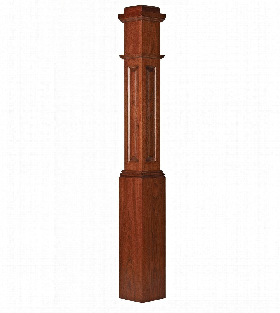 ARP-4091 Actual Raised Panel Box Newel Post, Mahogany