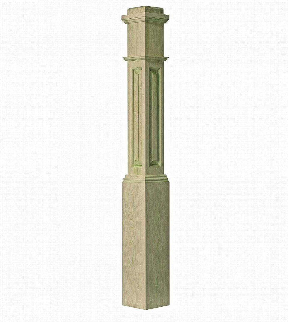 ARP-4091 Actual Raised Panel Box Newel Post, Poplar