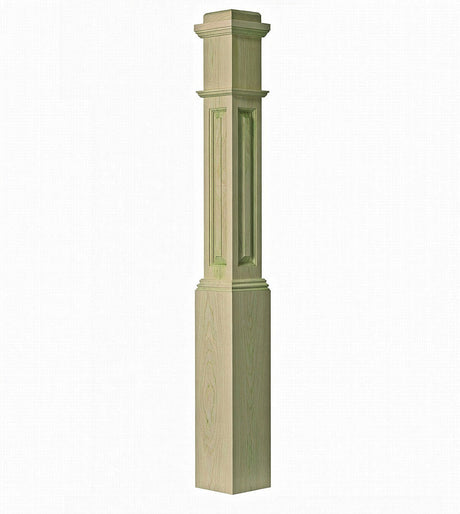 ARP-4091 Actual Raised Panel Box Newel Post, Poplar