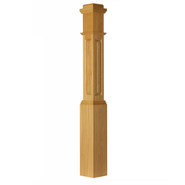 ARP-4091 Actual Raised Panel Box Newel Post, Red Oak