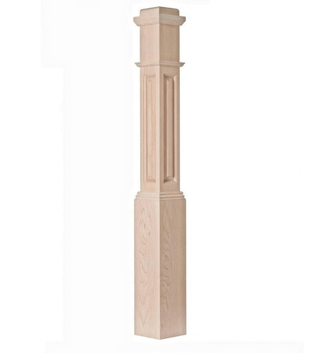 ARP-4091 Actual Raised Panel Box Newel Post, Soft Maple
