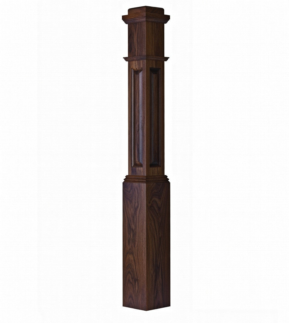 ARP-4091 Actual Raised Panel Box Newel Post, Walnut